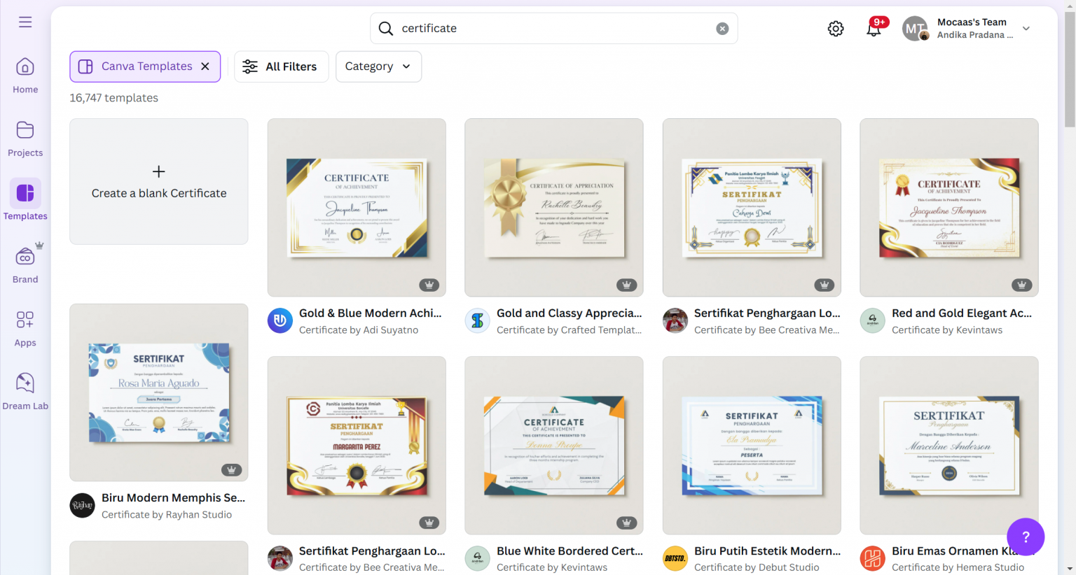 Cara Membuat Sertifikat Online Massal di Canva, Mudah & Cepat! - Mocaas